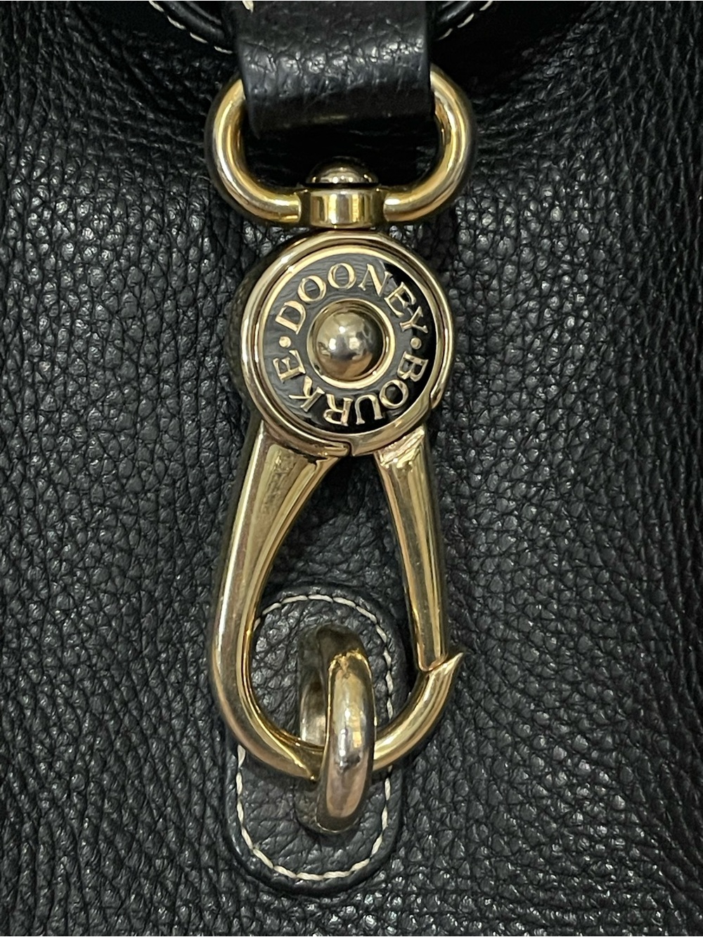 Dooney & Bourke Belvedere Black Pebbled Leather Lock Whipstitch Shoulder Bag - Picture 3 of 5